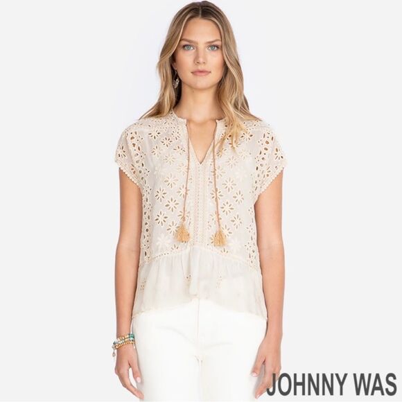 Johnny Was **NWT** Leith Lace Eyelet Top in Natural - Picture 5 of 8
